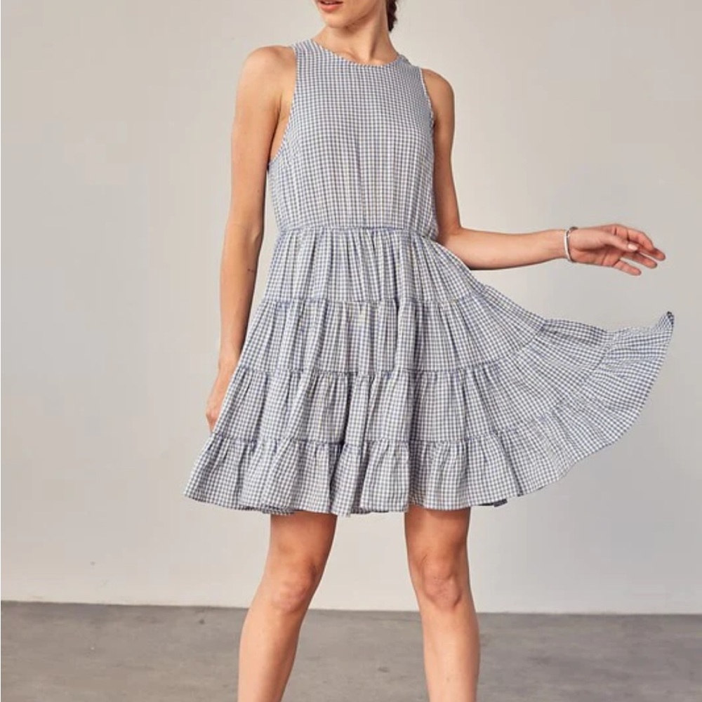 NWT Mustard Seed Blue and White Gingham Dress